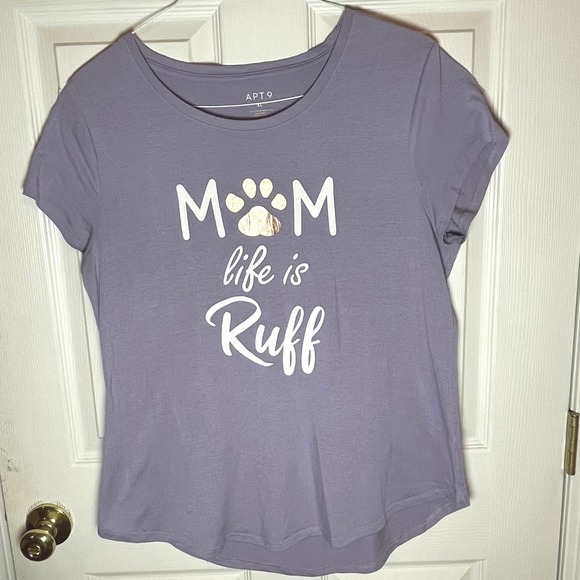Apt 9 Mom Life is Ruff Dog Paw Print Purple T-Shirt Womens XL - Picture 1 of 6